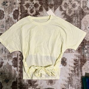 Yellow Front Tie Activewear Top